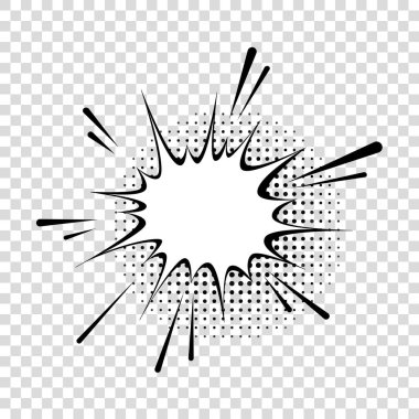 Çizgi film, çizgi roman tarzı gölgelerde yarı ton ile konuşma balonu. Diyalog balon. Sosyal medya, satış afiş için vektör şablon.