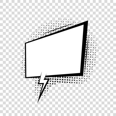 Çizgi film, çizgi roman tarzı gölgelerde yarı ton ile konuşma balonu. Diyalog balon. Sosyal medya, satış afiş için vektör şablon.