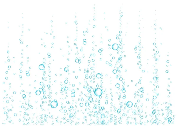 Bolhas Submarinas Água Oxigênio Fundo Branco Bebida Efervescente Fizzy Faíscas — Vetor de Stock