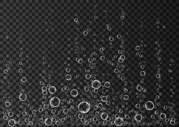 Underwater Fizzing Luft Vatten Eller Syre Bubblor Svart Bakgrund Bubblande — Stock vektor