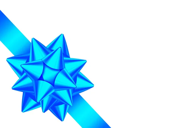 Ruban Cadeau Satin Bleu Brillant Noeud Pour Décor Angle Page — Image vectorielle