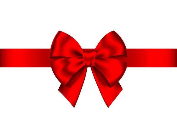 Red Realistic Gift Bow Horizontal Ribbon Isolated White Background Vector — Stock Vector