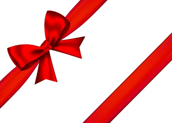 白い背景に分離された水平方向のリボンと赤の現実的なギフト弓 バナー グリーティング カード ポスター ベクトル休日デザイン要素 — ストックベクタ