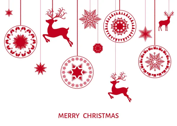 Decoración Del Árbol Rojo Navidad Sobre Fondo Blanco Feliz Año — Vector de stock