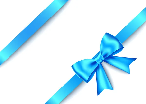 Kék Reális Ajándék Elszigetelt Fehér Background Vízszintes Szalaggal Vektor Holiday — Stock Vector