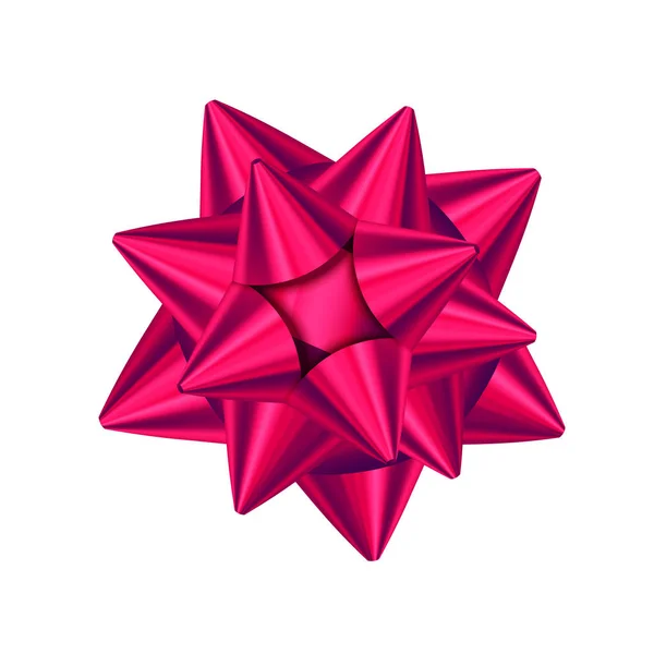 Arco Regalo Decorativo Rosa Oscuro Aislado Sobre Fondo Blanco Navidad — Vector de stock