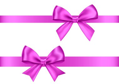 Mor hediye seti beyaz arka plan üzerinde izole yay. Noel, yeni yıl, Doğum günü menekşe dekorasyon. Banner, tebrik kartı, poster için vektör gerçekçi dekor ögesi.