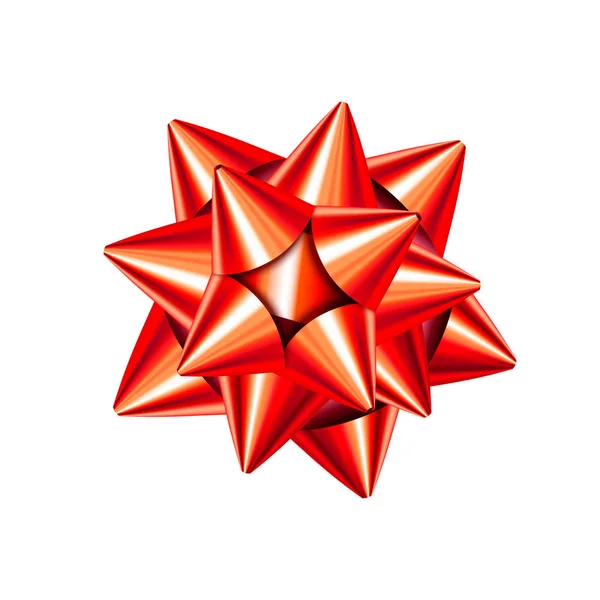 Arco Regalo Decorativo Rojo Aislado Sobre Fondo Blanco Navidad Año — Vector de stock