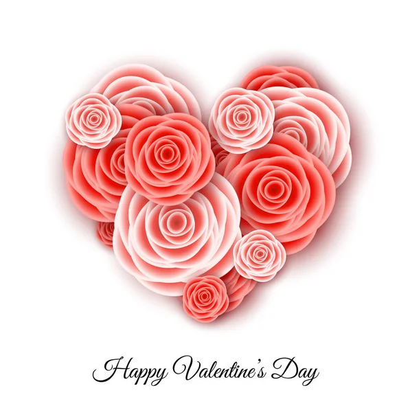 Buon San Valentino Modello Banner Con Cuore Rose Colar Viventi — Vettoriale Stock