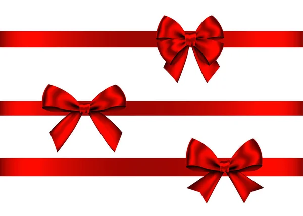 Κόκκινο Δώρο Τόξα Που Απομονώνονται Λευκό Φόντο Χριστούγεννα Πρωτοχρονιά Διακόσμηση — Διανυσματικό Αρχείο