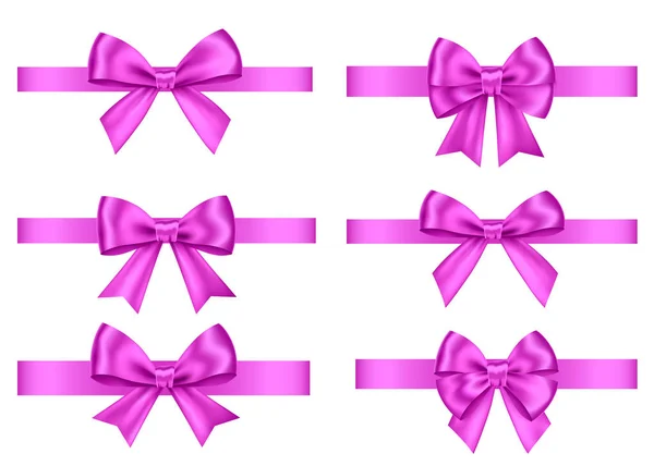 Arcs Cadeau Violet Mis Isolé Sur Fond Blanc Noël Nouvel — Image vectorielle
