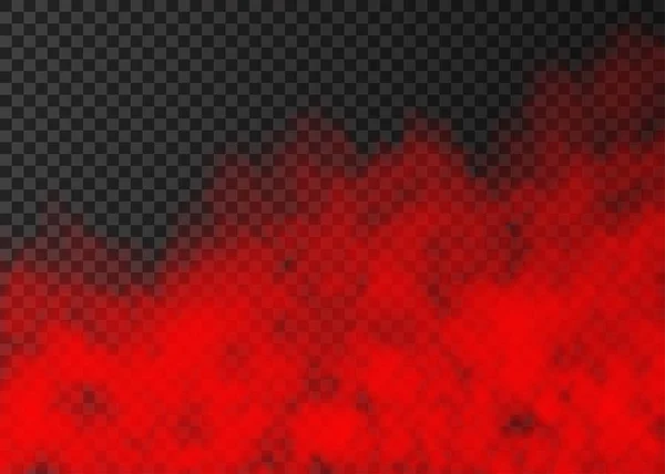 Röd Rök Isolerad Transparent Bakgrund Steam Specialeffekt Realistiska Färgglada Vector — Stock vektor