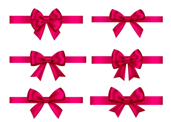 Ροζ Δώρο Τόξα Που Απομονώνονται Λευκό Φόντο Χριστούγεννα Πρωτοχρονιά Διακόσμηση — Διανυσματικό Αρχείο