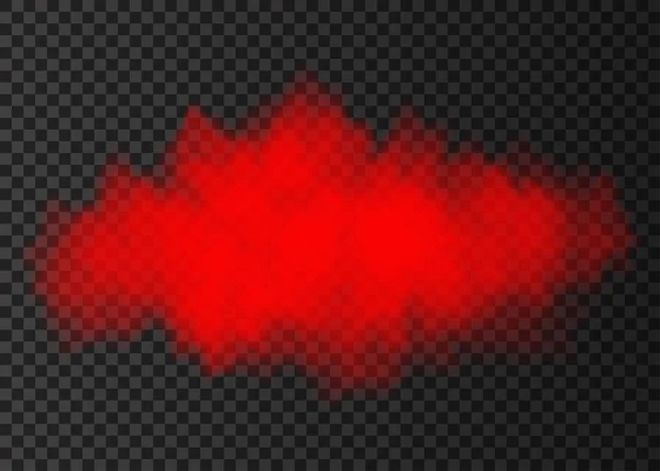 在透明的背景上隔离的红色烟雾云 蒸汽爆炸特效 逼真的矢量火雾或雾纹理 — 图库矢量图片