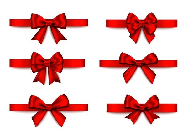 Κόκκινο Δώρο Τόξα Που Απομονώνονται Λευκό Φόντο Χριστούγεννα Πρωτοχρονιά Διακόσμηση — Διανυσματικό Αρχείο