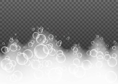 Şampuan kabarcıklar doku üzerinde şeffaf arka plan izole. 