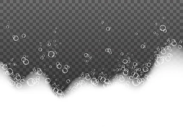 Efecto espuma con burbujas de jabón aisladas sobre fondo transparente — Vector de stock