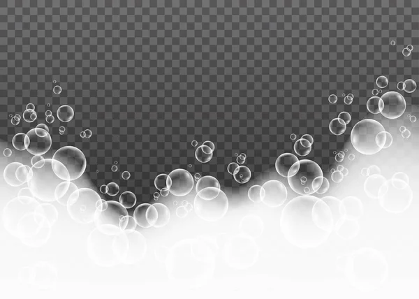 Bath foam with shampoo bubbles isolated on transparent backgroun — Stock Vector