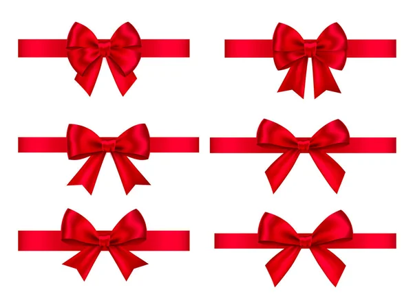 Set fiocchi regalo rosso per Natale, decorazione di Capodanno . — Vettoriale Stock