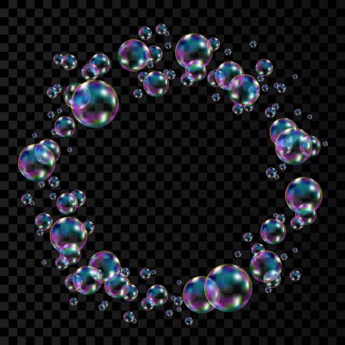 Gökkuşağı yansıması ile renkli sabun köpüğü. 