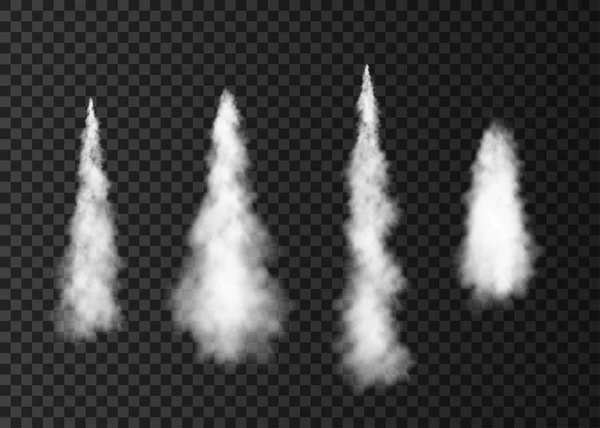 Humo del lanzamiento de cohetes espaciales aislado en un fondo transparente — Archivo Imágenes Vectoriales