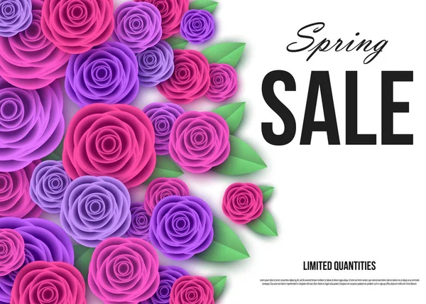 Våren säsongen försäljning banner med blommor. — Stock vektor