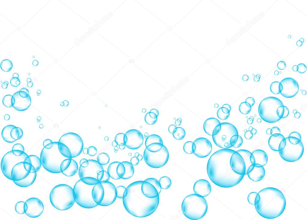 Underwater blue fizzing air bubbles texture.