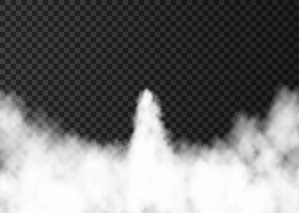 在透明背景上隔离的太空火箭发射产生的烟雾 — 图库矢量图片