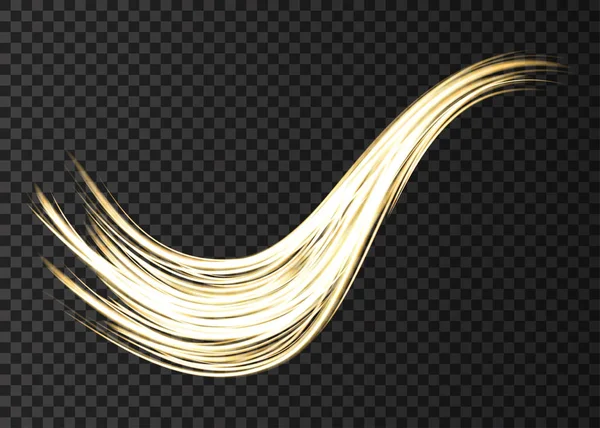 Arany neonhullám fények hatások izolált átlátszó háttér — Stock Vector
