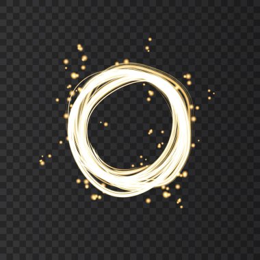 Altın neon yuvarlak çerçeve ışık efektleri ile.