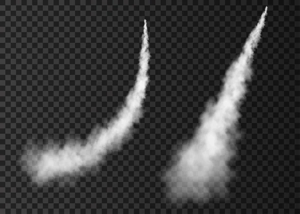 透明な backgrou に孤立した宇宙ロケット発射からの煙 — ストックベクタ