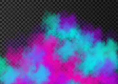 Mavi, pembe, mor duman veya sis şeffaf backgr izole