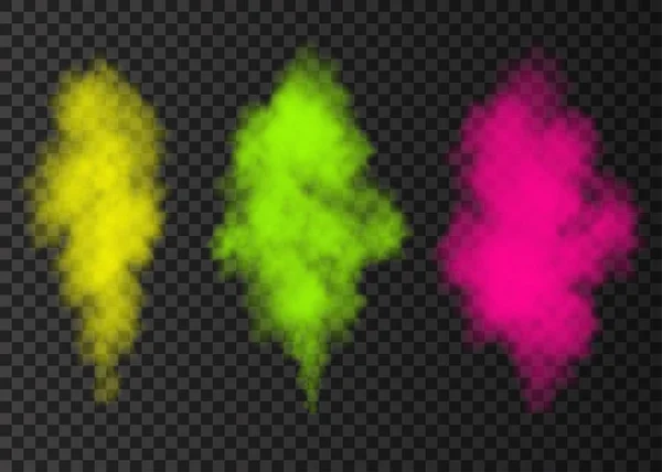 Gelb, grün, rosa Rauchexplosion Spezialeffekt isoliert auf — Stockvektor