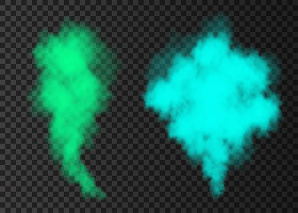 Blaue, grüne Rauchexplosion Spezialeffekt isoliert auf Transpa — Stockvektor