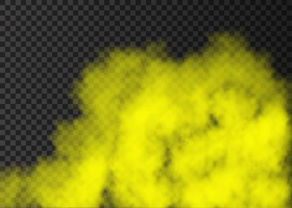 Fumaça amarela ou nevoeiro isolado em fundo transparente . — Vetor de Stock