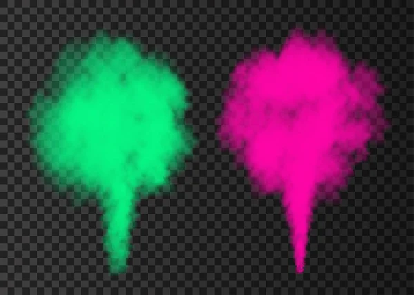 Green, pink  smoke explosion special effect  isolated on transpa