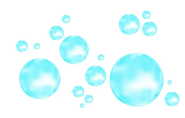 白色背景上的空气、水或氧气蓝色气泡. — 图库矢量图片