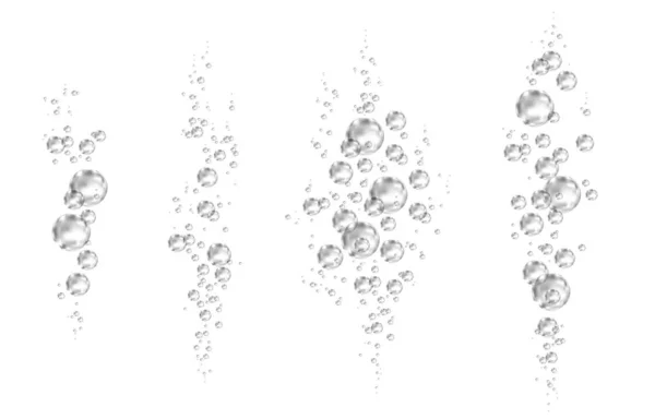 Unterwasser schwarz sprudelnde Luftblasen auf weißem Hintergrund. — Stockvektor
