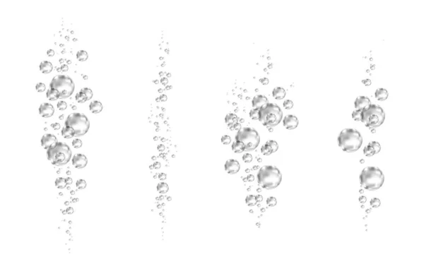 Подводный черный шипящий пузырьки воздуха на белом фоне . — стоковый вектор
