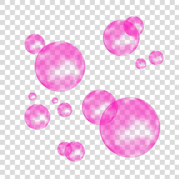 Bulles d'air ou d'eau roses sur fond blanc . — Image vectorielle