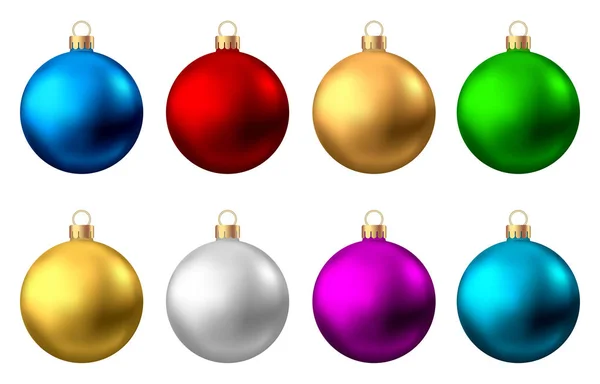현실적인 빨강, 금, 은, 푸른, 녹색, 보라색 크리스마스 b — 스톡 벡터
