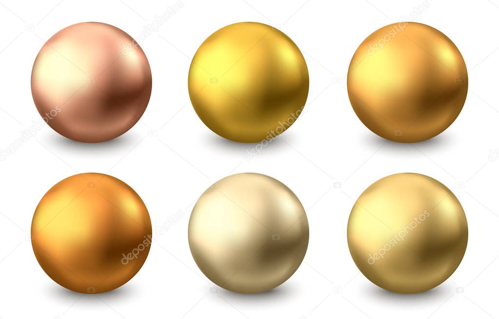 Gold sphere or oil bubble isolated on white background. 