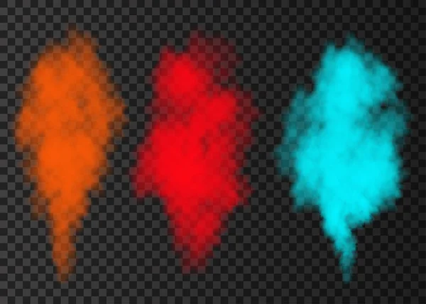 Blue, red, orange  smoke explosion special effect  isolated on t