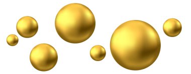 Altın küre veya yağ kabarcığı beyaz arka plan üzerinde izole. 