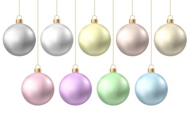 Gerçekçi altın, gümüş, mavi, yeşil, pembe, mor Noel  