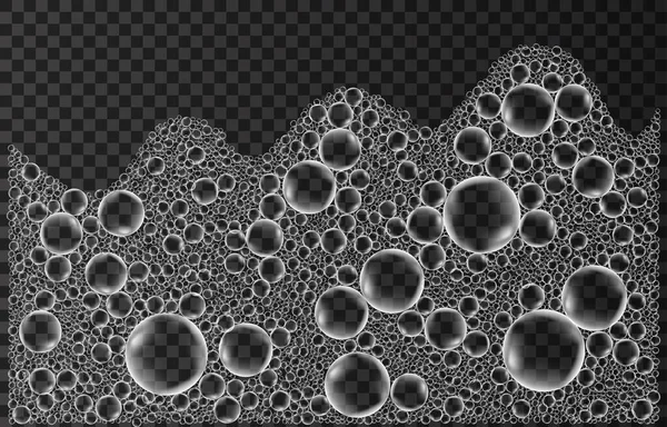 Skum Isolerad Transparent Bakgrund Vit Tvål Eller Schampo Bubblar Realistisk — Stock vektor