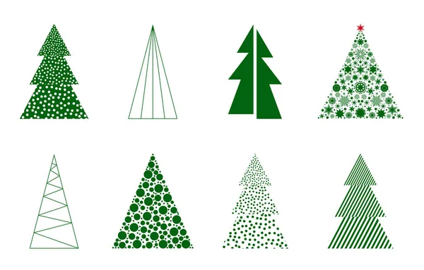 Conjunto Iconos Árbol Navidad Año Nuevo Diseño Plano Vectorial — Vector de stock