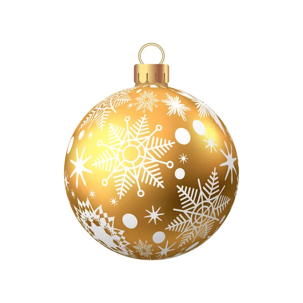 Beyaz Arka Planda Izole Edilmiş Altın Noel Balosu Noel Ağacı — Stok Vektör