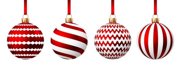 Palla Natale Rossa Con Motivo Isolato Sfondo Bianco Decorazione Dell — Vettoriale Stock