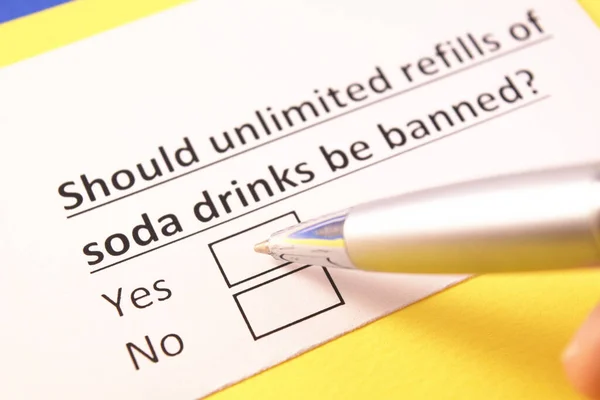 Should unlimited reifills of soda drinks be banned? Yes or no?